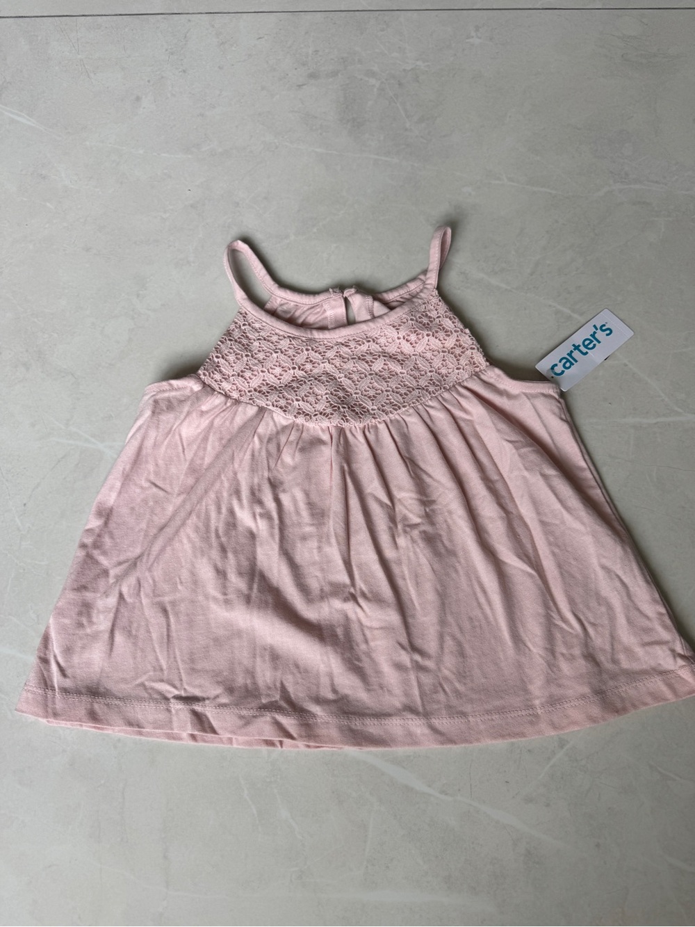 Carter's Light Pink Lace Yoke Tank Top